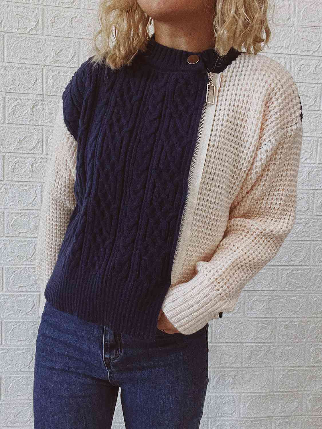 Zippra |  Knitted Sweater with Zipper