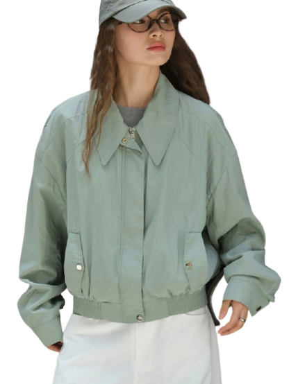 Florix | Women's Bomber Jacket with Notched Collar, Loose Fit, and Buttons