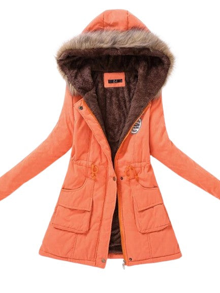 EquinoxCoat | Women's Slim Fit Fleece Jacket with Faux Fur Hood and Drawstring