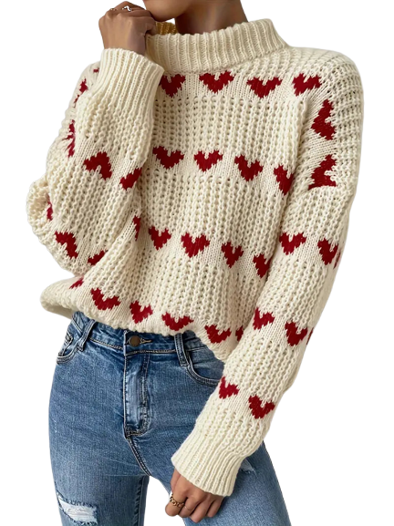 Endless comfort | Cozy heart sweater with a high neckline