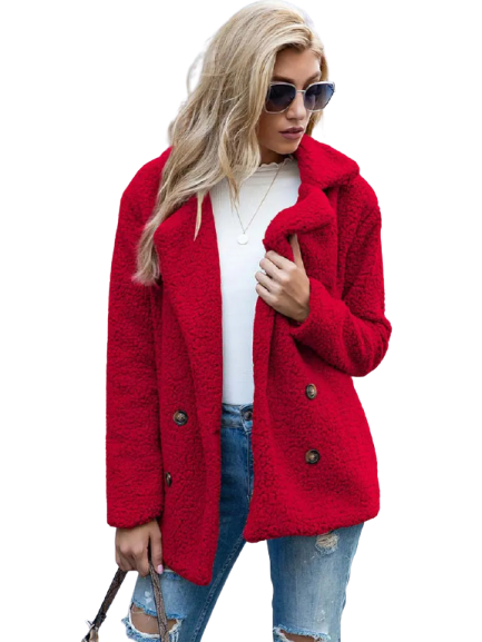 CozyGlam | Ladies Stylish Teddy Plush Luxury Fleece Coat with Pockets