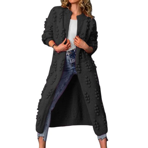 Elara | Long Sweater Coat with a Wave Pattern