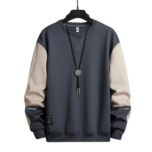 Enigma -  Men's Beige and Blue Sweatshirt - Urban Style Crewneck