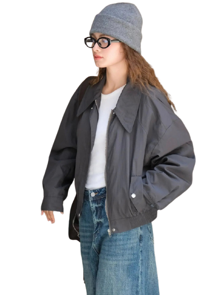 Florix | Women's Bomber Jacket with Notched Collar, Loose Fit, and Buttons