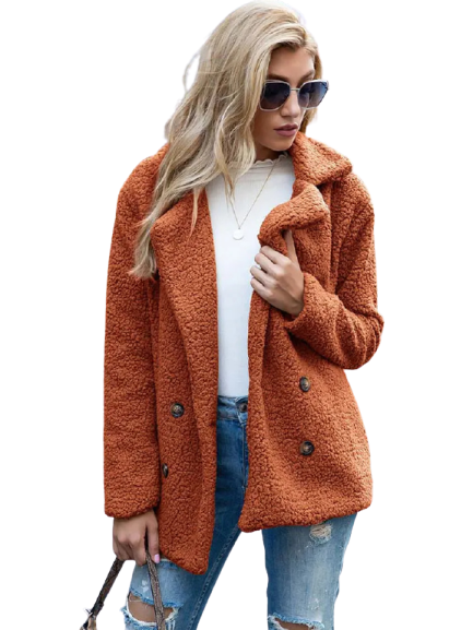 CozyGlam | Ladies Stylish Teddy Plush Luxury Fleece Coat with Pockets