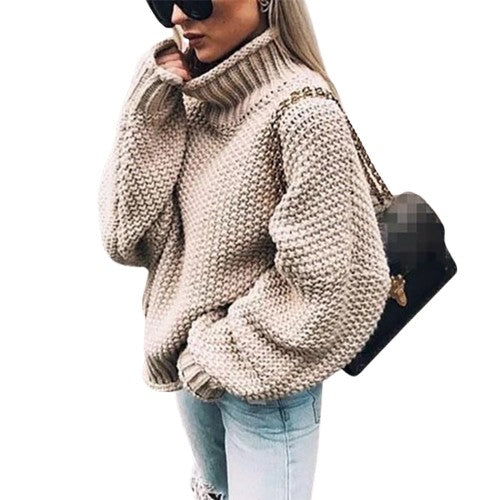 CozyHigh | Women's Oversized Sweater with High Neck – Cozy Knit Fashion