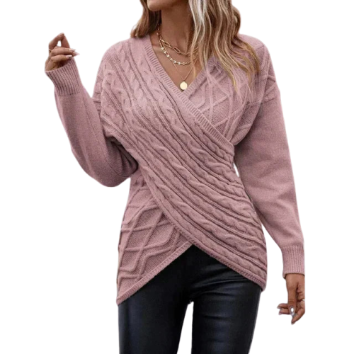 CozyWrap | Women's Asymmetric V-Neck Wrap Knit Sweater – Cozy and Stylish for Winter