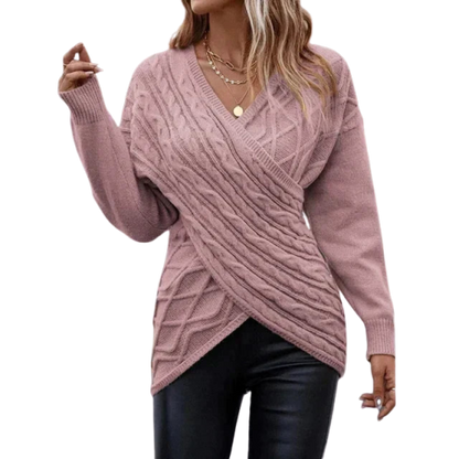 CozyWrap | Women's Asymmetric V-Neck Wrap Knit Sweater – Cozy and Stylish for Winter