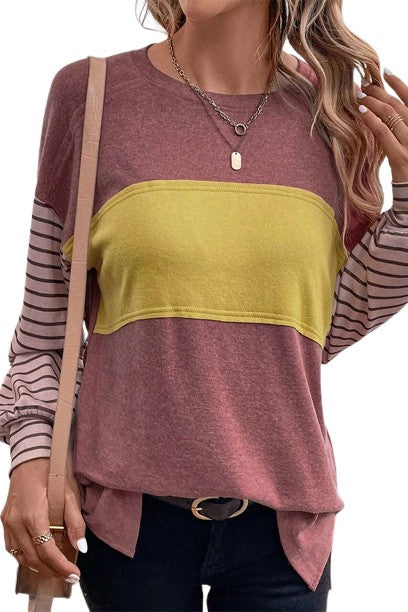 Asymira | Casual Knit Sweater with Striped Sleeves