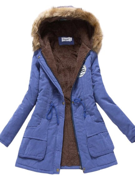 EquinoxCoat | Women's Slim Fit Fleece Jacket with Faux Fur Hood and Drawstring