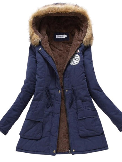 EquinoxCoat | Women's Slim Fit Fleece Jacket with Faux Fur Hood and Drawstring