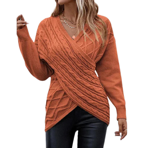 CozyWrap | Women's Asymmetric V-Neck Wrap Knit Sweater – Cozy and Stylish for Winter