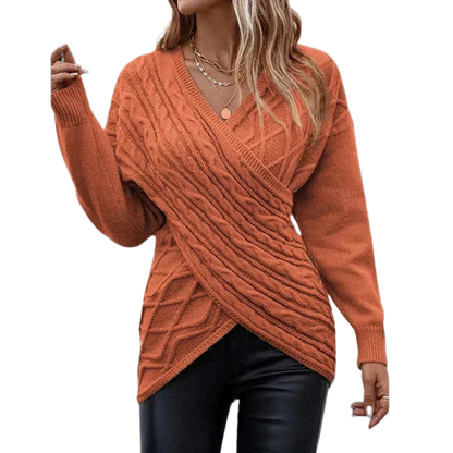 CozyWrap | Women's Asymmetric V-Neck Wrap Knit Sweater – Cozy and Stylish for Winter