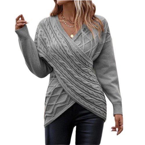 CozyWrap | Women's Asymmetric V-Neck Wrap Knit Sweater – Cozy and Stylish for Winter