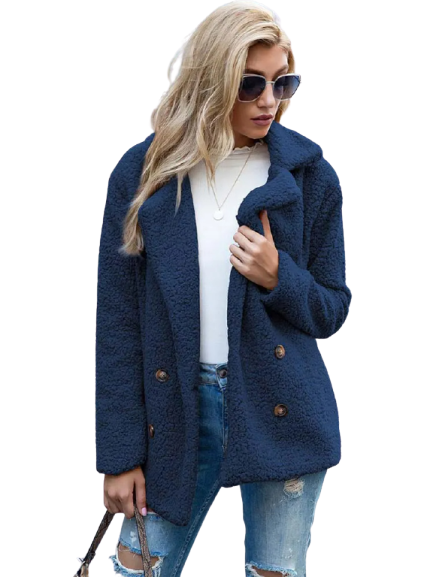 CozyGlam | Ladies Stylish Teddy Plush Luxury Fleece Coat with Pockets