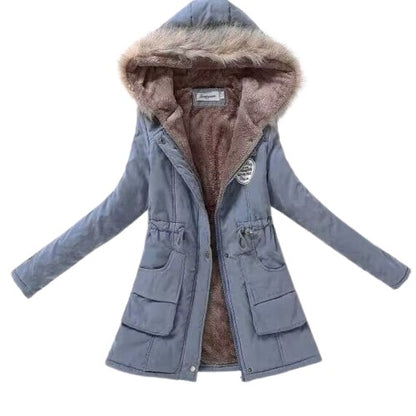 EquinoxCoat | Women's Slim Fit Fleece Jacket with Faux Fur Hood and Drawstring