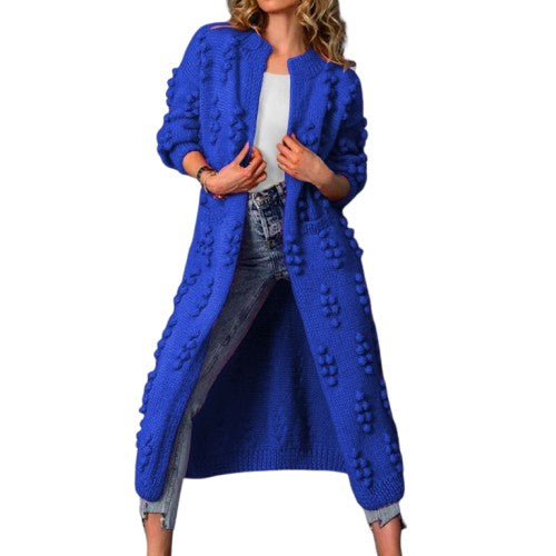 Elara | Long Sweater Coat with a Wave Pattern