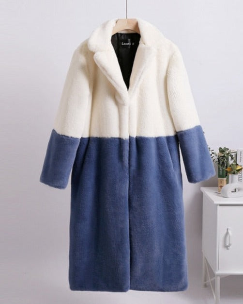 Ladera | Two-Tone Plush Comfort Coat - Long