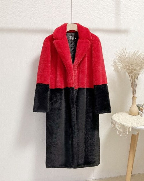 Ladera | Two-Tone Plush Comfort Coat - Long