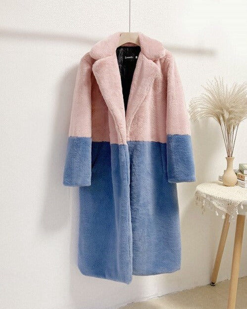 Ladera | Two-Tone Plush Comfort Coat - Long