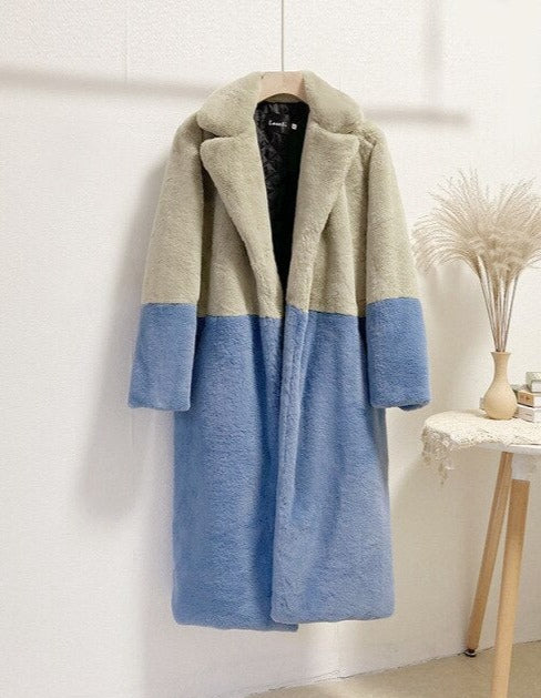 Ladera | Two-Tone Plush Comfort Coat - Long