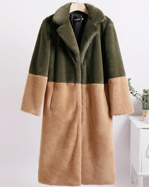 Ladera | Two-Tone Plush Comfort Coat - Long