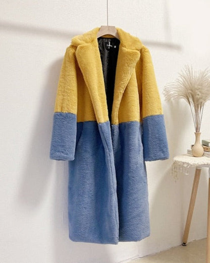 Ladera | Two-Tone Plush Comfort Coat - Long