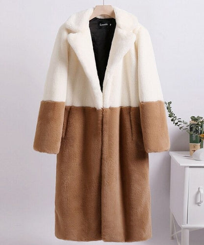 Ladera | Two-Tone Plush Comfort Coat - Long